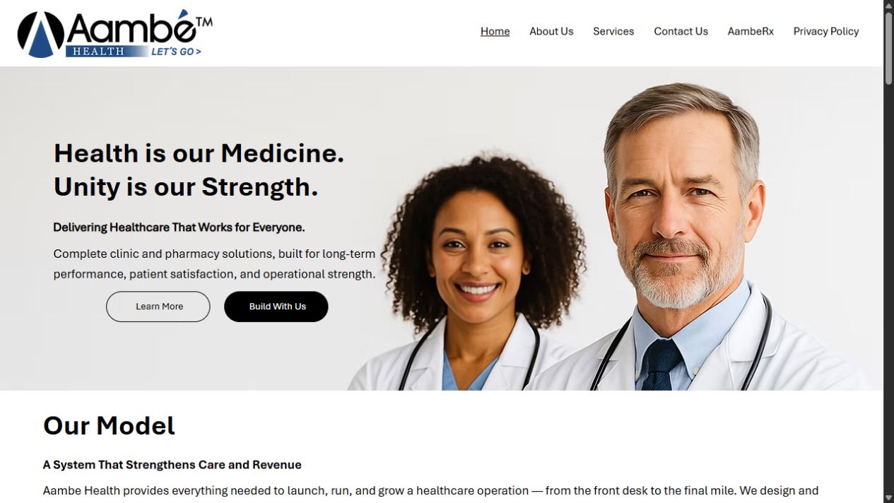 Aambe Health website homepage