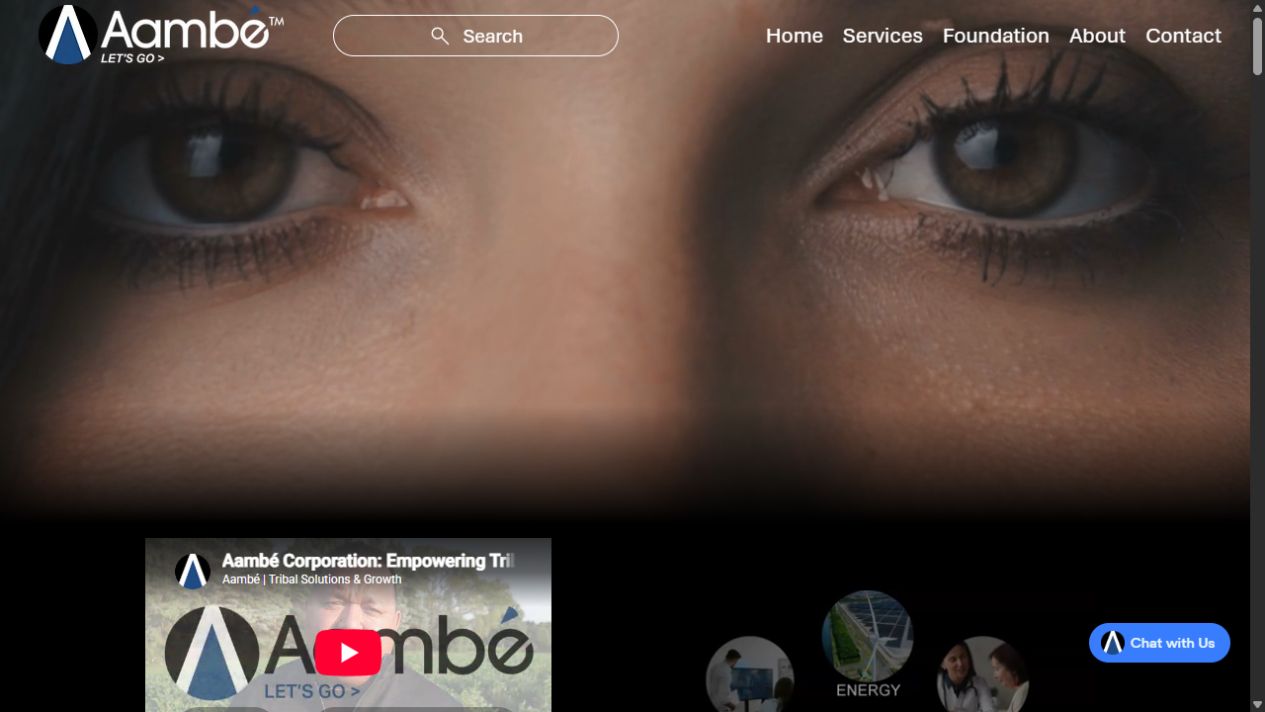 Aambé corporate website homepage